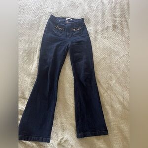 LOFT Navy Flare Jeans with gold Horsebit detail